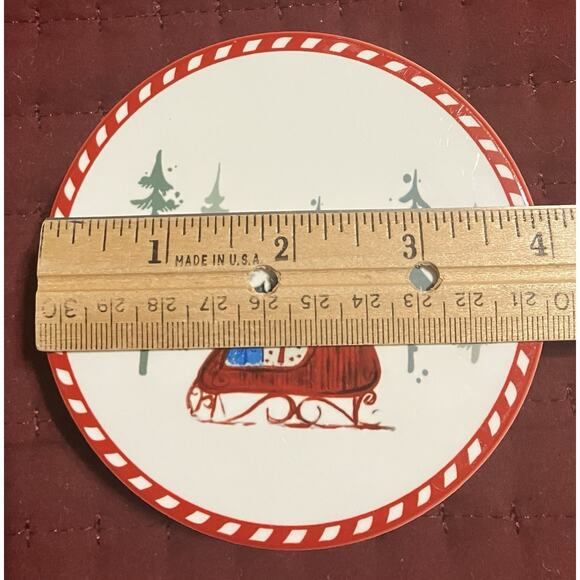 Ceramic Christmas Coasters with Cork Backing Classic Holiday Motif Set of 4 - Picture 8 of 8